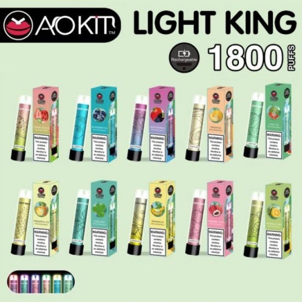 Aokit Light King 1800 Işıklı Puff Şarjlı Tek Kullanımlık Elektronik Sigara